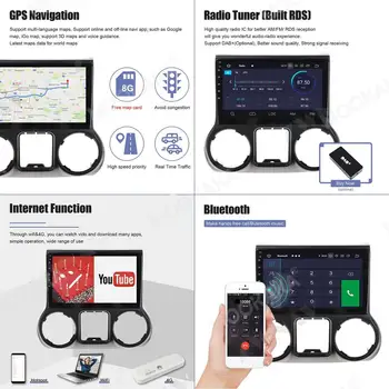 Za Jeep Wrangler 3 JK Radio Android 2011 - 2016 Avto Multimedijski Predvajalnik Predvajalnik Videa, GPS Navigacijo Autoradio Vodja Enote za Avdio PX6