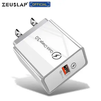 ZEUSLAP EU/ZDA Vtič USB Polnilec za Hitro Polnjenje 3.0 Za Telefon Napajalnik za Tablični računalnik Prenosni Steno Mobilni Polnilnik Hitro Polnilnik