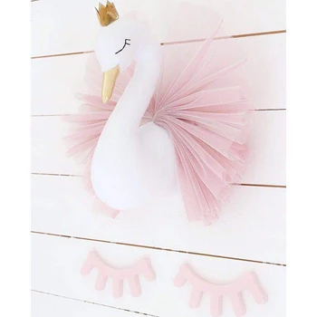 Zlato Krono Swan Steni Visi Dekoracijo Flamingo Balet til Lutka Swan Plišaste Igrače Živali Glavo Stenski Dekor Otroška Soba Darilo