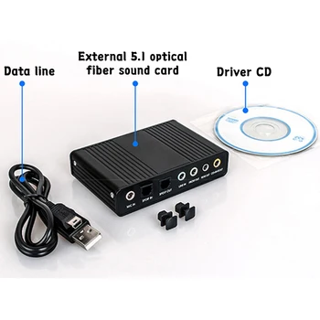 Zunanji USB 2.0 Zvočne Kartice 6 5.1 Channel Audio Card Adapter Pretvornik CM6206 Čipov Adapter Podpira SCMS izvod za Prenosni računalnik