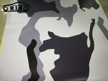 Črno Bel Prikrivanje Vinil Film DIY Styling PVC Camo Vinil Car Wrap Air Bubble Free ORINO Vozila, Čoln Zavijanje