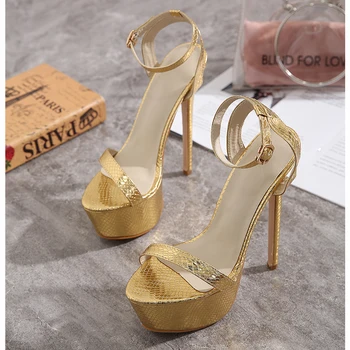 Ženske čevlje 2020 pomlad novo zlato platformo ultra visoke pete sandala plus velikost Moda modni brvi čevlji Avto Show Ženski Sandali