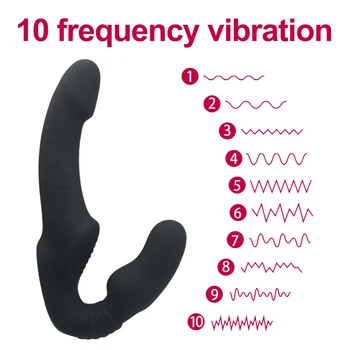 10 Hitrostih, brez naramnic Strapon Dildo, Vibrator Ženski Dvojna Vibracijska G Spot za Odrasle Sex Igrače za Ženske Nekaj Analni Prostate Massager