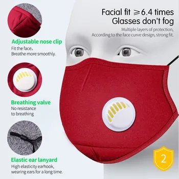 10 KOSOV Filter Stroj za Večkratno uporabo Maske Ventil Proti Onesnaževanju PM2.5 Usta Respirator Za Prah Maske Bombaž Unisex Usta Žarilna Črna