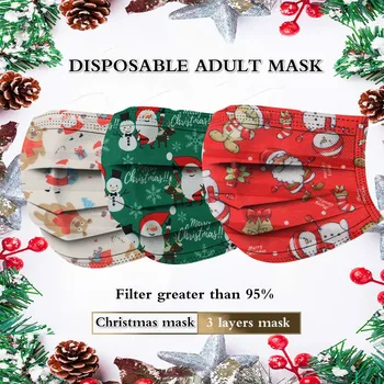 100 kozarcev Božično Darilo za Enkratno uporabo Masko za Odrasle Natisnjeni Dihanje Proteccion Maske Mascarilla Usta Masko Hitreje Dilevery