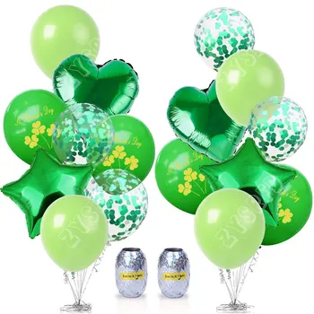 18pcs St. Patricks Day Detelja Latex Konfeti Helij Baloni Za Irskega Festivala Stranka Ozadju Dekoracijo Ustvarjalne Lucky Clover