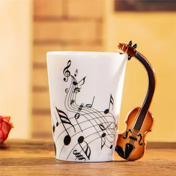 2 Slog Violino Keramični Vrč Kave, Mleka Skodelica z Ročajem Darilo za Violinist Glasbeniki