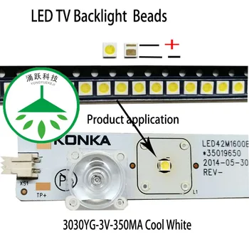 200Pcs/veliko Hladno Belo Svetlobo Svetleče Diode 3030 3V 350MA Pogosto Uporabljajo pri Popravilu Ozadja Obliž LED LCD TV