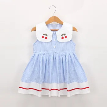 2020 Moda Češnja Natisnjeni Princesa Obleko Brez Rokavov Črtasto Obleko Bombaža, Za Malčke Princesa Malčke Baby Dekleta Obleke Obleke