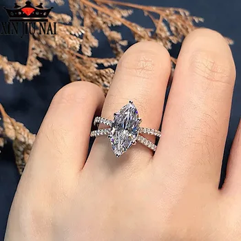 2020 novo klasično belo zlato, vdelan diamant dragih kamnov 18k šest-nevihte moda za ženske višji luksuzni čar stranka zaročni prstan
