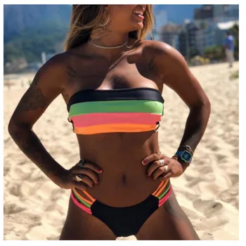 2020 Off Ramenski Bikini Določa Ženske Kopalke Seksi Push Up Podložen Modrc Visoko Pasu Tangice Kopalke Ženske Plažo Kopalke