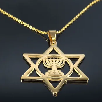 2020 Pečat Zvezda David iz Nerjavečega Jekla Ogrlica za Ženske Hexagram Judovske Izrael Zlato Barvo Ogrlica Nakit colgantes N20059