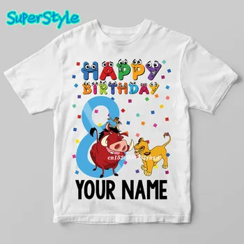 2020 Število 1-12 Risanke Levji Kralj Srajce Otrok Happy Birthday Fantje Simba Smešno Dekleta t-shirt Harajuku Otroci vrhovi Oblačila c009