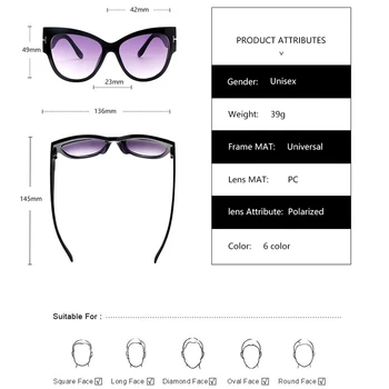 2021 Nove blagovne Znamke sončna Očala Ženske Luksuzni Oblikovalec T Moda Black Cat Eye prevelik sončna Očala Ženski Gradient sončna Očala oculos