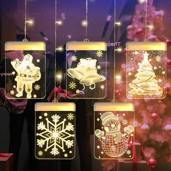 3D Led novoletne Lučke na Oknu Pravljice Luči Božič Garland na Baterije, Novo Leto, Božič Okraski za Dom Svetlobe