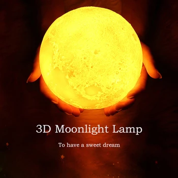 3D Tiskanje LED Noč Lampe Polnilna Luna Lučka Moon Light Postelji otroška Nočna Lučka Desk Dekor Novost Darilo Padec Ladijskega prometa
