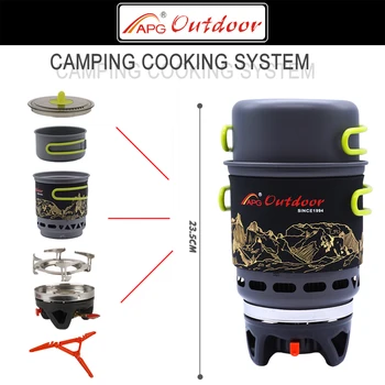 5pcs Prostem Kuhanje Skledo Pot Kombinacija sistema Camping kuhinjskih pripomočkov, Backpacking potovanje plinski štedilnik
