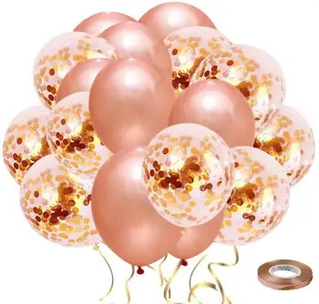 60 Rose Zlata Baloni Rose Zlata Konfeti Baloni Trak iz Lateksa Stranka Baloni za Poroko, Maturo Rojstnodnevne zabave Dekoracijo
