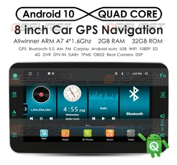 8 Inch 1 Din Android 10 Avtomobilski Stereo Radio 4-Core GPS Navi WIFI, Bluetooth Audio (zvok Bluetooth Univerzalno Nastavljiv Zaslon Multimedijski Predvajalnik 2din