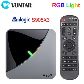 A95X F3 Zraka RGB Svetlobe TV Box Android 9.0 Amlogic S905X3 8K 4 GB, 64 GB Wifi H. 265 4K 60fps YoutubeTVBOX Android 9 A95XF3