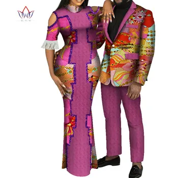 Afriška Oblačila Za Pare Dveh Sklopov Ujemanje Ženska dolgo tassel stranka poročno obleko in moški jopič in dolge hlače obleko WYQ631