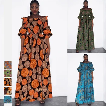 Afriške Obleke za Ženske Off Ramenski Seksi Bazin Riche Afriške Ženske Obleke Maxi Obleko Haljo Africaine Večerja Večerni Zabavi