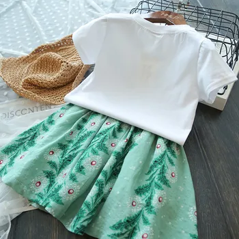 Alice 2019 moda baby girl obleke poletje sladko tri-dimenzionalni rose kratki rokavi T-shirt + krilo obleko otroci kompleti oblačil