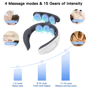 Amazefan Vratu Massager nadgradnjo 6 obližev Mikro-trenutne masaža 15 prestav intenzivnosti & Vroče stiskanje USB polnjenje massager