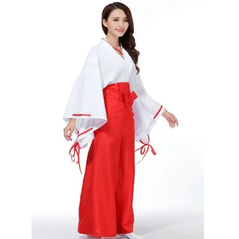 Anime Inuyasha Kikyou Cosplay Kostum Obleko Kikyo Lasulje Ženske Moški Japonski Kimono Nastavite Lasuljo Lase Halloween Božično Darilo
