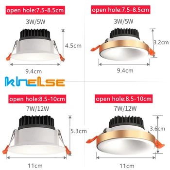 Anti-glare LED Vgradne Stropne Downlight, 3W/7W COB Zatemniti Lučka Spalnica, Kopalnica, Dnevna Soba Stenski Pranje Spot Razsvetljave Držalo