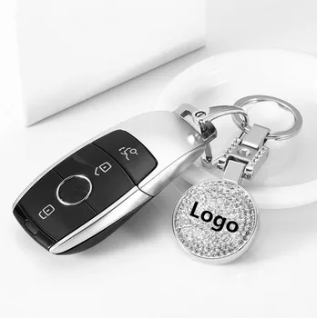 Avto Keychain Avto Logotip Key Ring 3D Kovinski Emblem Obesek Dvojni Stranski Cirkon Kristalno Dekoracijo Vrvica za opaljivanje tega Keychains dodatki