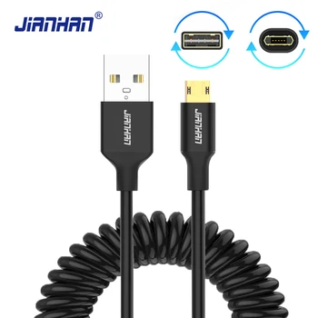Avtomobilski Kabel Reverzibilna Micro USB Prilagodljiv podaljšek 1,5 M, Hitro Polnjenje Pomlad kabel Kabel za Samsung Android Telefon Xiaomi