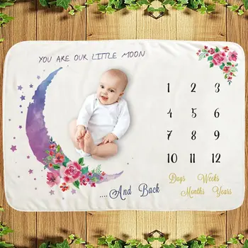 Baby Mesečno Evidenco Rast Mejnik Odejo Novorojenčka Fotografija Rekviziti Otrok, Fotografija, Kreativno Luna Cvet Ozadju Krpo Infa