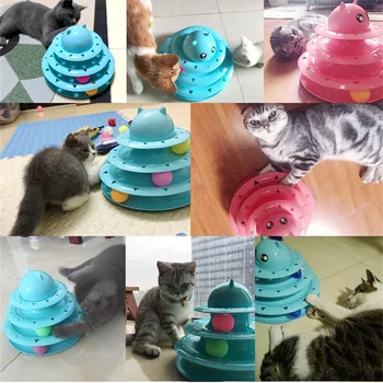 Brezplačna Dostava Triple Play Plastičnih Mačka Igrače Inteligence Žogo Disk Interaktivna Igrača Za Mucek Mačke Smešno Pet Igra Igrače
