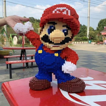 Cartoon Super Mario Igre Gradnik 3D Model Kompleti Velika Velikost Mini Opeke Igrače za Boy Otroke Darila 8550PCS 35 CM Visok