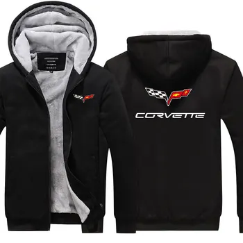 Casual Moški Bombaž Toplo moški Chevrolet Corvette sweathshirt hoodies zadrgo plašči Moški jopiči zgostitev