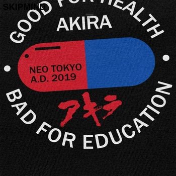 Classic Moške Neo Tokyo T-shirt Akira Kratkimi Čistega Bombaža Anime T shirt Dobro za Zdravje Slabo za Izobraževanje Tee Poletje Vrhovi