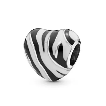 CODEDOG Zebra Stripes, Ljubezen Srce Kroglice Fit Izvirno 3 mm Zapestnica Realno 925 Sterling Srebrni Biseri DIY Nakit, Izdelava 572