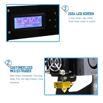 Ctc 2020 W5 3D Tiskalnika Reprap Prusa i3 DIY MK8 LCD 3d tiskalnik Drucker Impressora Imprimante Nadaljevanje Izpada Tiskanje