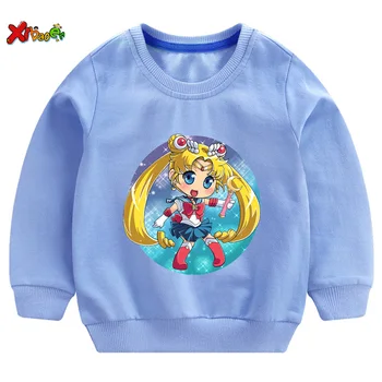 Dekleta majica malčka Hoodies Otroška risanka Sailor Moon Anime majica Fashion Pozimi Long Sleeve Hooded Otrok srčkan Obleke