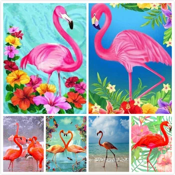 Diamond Slikarstvo Celoten Zaslon Živali Flamingo Okrasnih Celoten Kvadratni Krog Diamond Vezenje Navzkrižno Šiv Mozaik Doma Dekor
