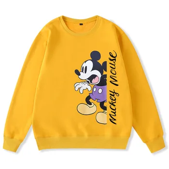 Disney Majica Fashion Mickey Mouse Pismo Risanka Tiskanja Dolg Rokav O-Vratu Ulične Harajuku Ženske Vrhovi Ženski 9 Barve