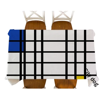 Domov Slog Dekorativni Geometrijske Mondrian je predalčni Tabela nepremočljiva Tkanine, Bombažno Perilo Prtom Jedilno Mizo Kritje Za Dekor