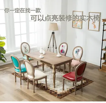 Evropski retro slogu stare masivnega lesa, jedilni stol moda restavracija hotel razpršenih cafe novi Kitajski Nordijska oblikovalec stola