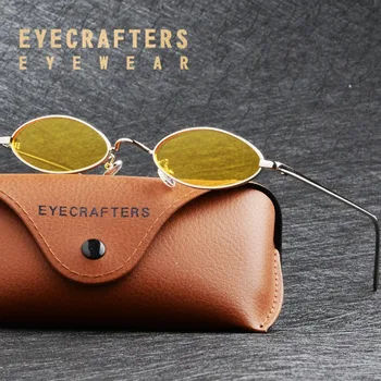 Eyecrafters Letnik Ženske Blagovne Znamke Oblikovalec Mačka Oči, Sončna Očala Moda Za Ženske Zlata, Črna Steampunk Retro Majhni Ovalni Sončna Očala