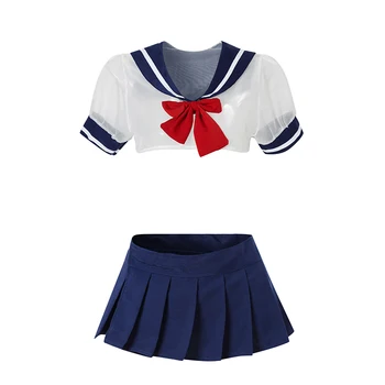 Francoski Lolita Anime Cosplay Obleko Japonski Kawaii Seksi Perilo Šolarka Enotno Srčkan Mornar Obleko Kostume Devica Cosplay