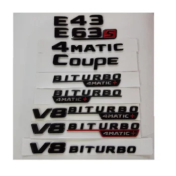 Gloss Black E43 E63 E63s V8 BITURBO 4MATIC+ Fender Trunk Emblem Emblemi Značke za Mercedes Benz AMG W207 W211 W212 W213 Coupe