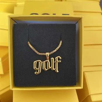 GOLF WANG LOGOTIP zlato ogrlico umetnosti pismo ogrlica nakit ulica modni dodatki