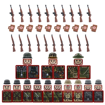 Gradniki Vojaške WW2 nemška Orožje Pištolo Vojsko Vojakov Pribor 98k Sovjetski Mini Opeke Igrače Za Otroke Božično Darilo