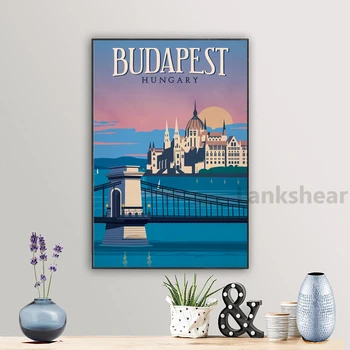 Grand Budapest Potovanja Plakat Platno Stensko Slikarstvo Dekor Letnik Budimpešta Madžarska Art Natisne Sliko Za Dnevni Sobi Doma Dekor